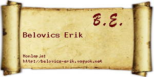 Belovics Erik névjegykártya